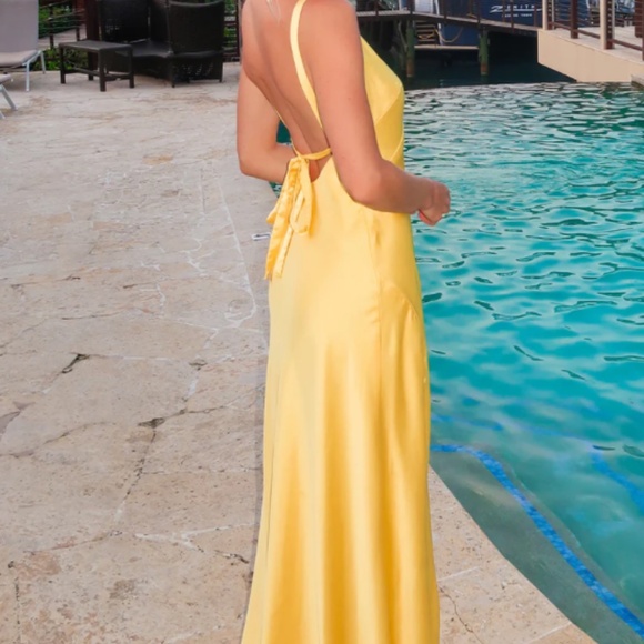 Show Me Your MuMu Dresses & Skirts - Show Me Your MuMu Anderson Maxi Dress in Yellow Luxe Satin